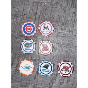 Lot‎ of 7 Sports Team Poker Chips – NFL MLB NCAA Cubs Dolphins Bucs Gators